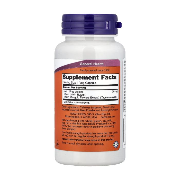 NOW Foods Lutein 20 mg 90 вег. капсул - лютеїн з ефірів