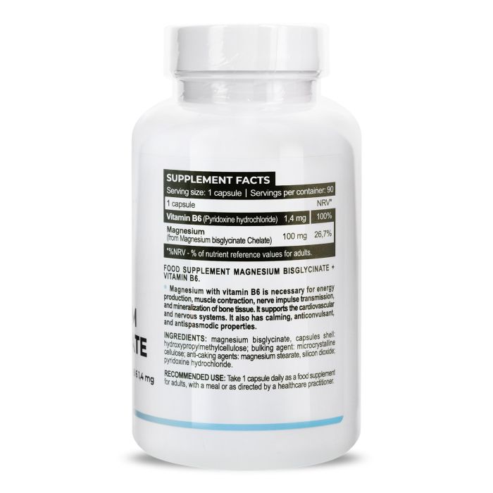 Progress Nutrition Magnesium Bisglycinate + Vitamin B6 90 капсул - підтримка нервової системи та м’язів