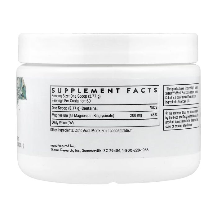 Thorne Magnesium Bisglycinate порошок 226,2 г (60 порцій) — 200 мг магнію в мірній ложці