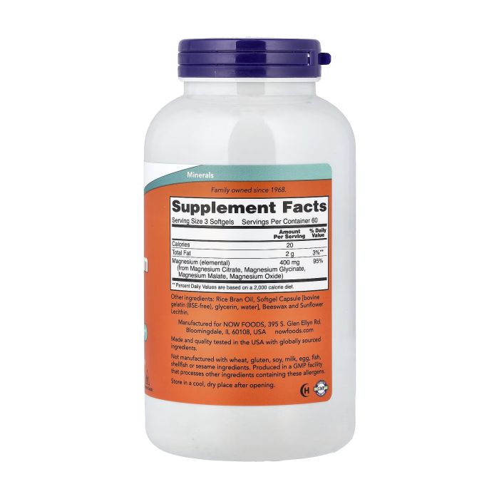 NOW Foods Magnesium Citrate 180 софтгелів  - магній для м'язів та нервової системи