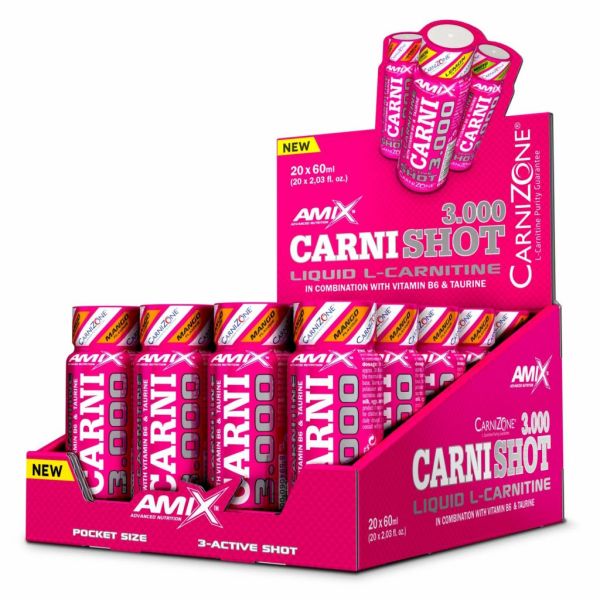 AMIX CarniShot 3000 20 x 60 мл Mango — рідкий L-карнітин 3000 мг у порції
