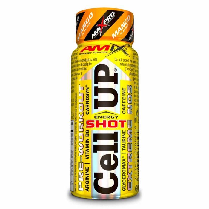 AMIX AmixPro CellUP Shot 20 x 60 мл Mango — концентрированный предтрен с 5 г бета-аланина