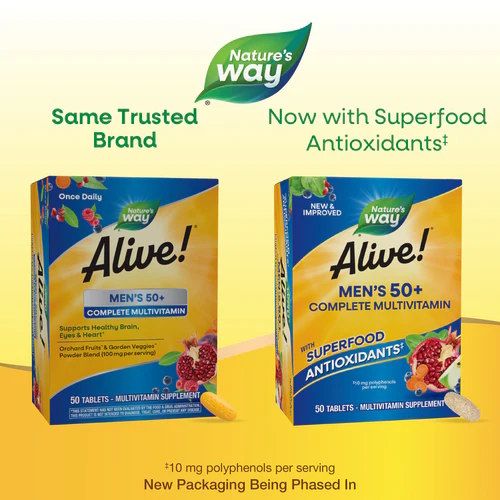 Nature's Way Alive! Mens 50+ Complete Multivitamin 50 таблеток - комплекс для чоловіків 50+