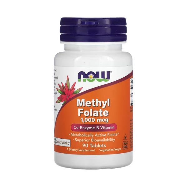 NOW Foods Methyl Folate 1000 mcg 90 таблеток - метилфолат Quatrefolic