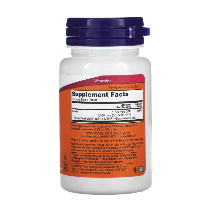 NOW Foods Methyl Folate 1000 mcg 90 таблеток - метилфолат Quatrefolic