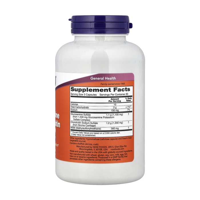 NOW Foods Glucosamine & Chondroitin with MSM 180 капсул - глюкозамин хондроитин МСМ