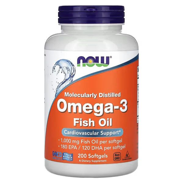 NOW Foods Omega-3 1000 mg 200 капсул - омега-3 для серця, мозку та судин