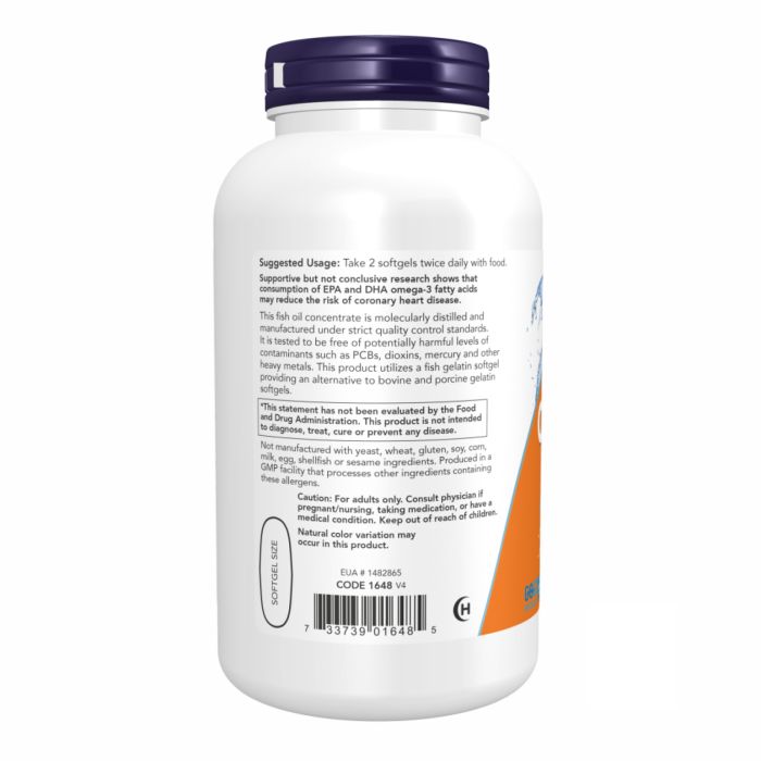 NOW Foods Omega-3 1000 mg 200 fish sgels рыбий жир, омега 3 - капсулы из рыбьего желатина