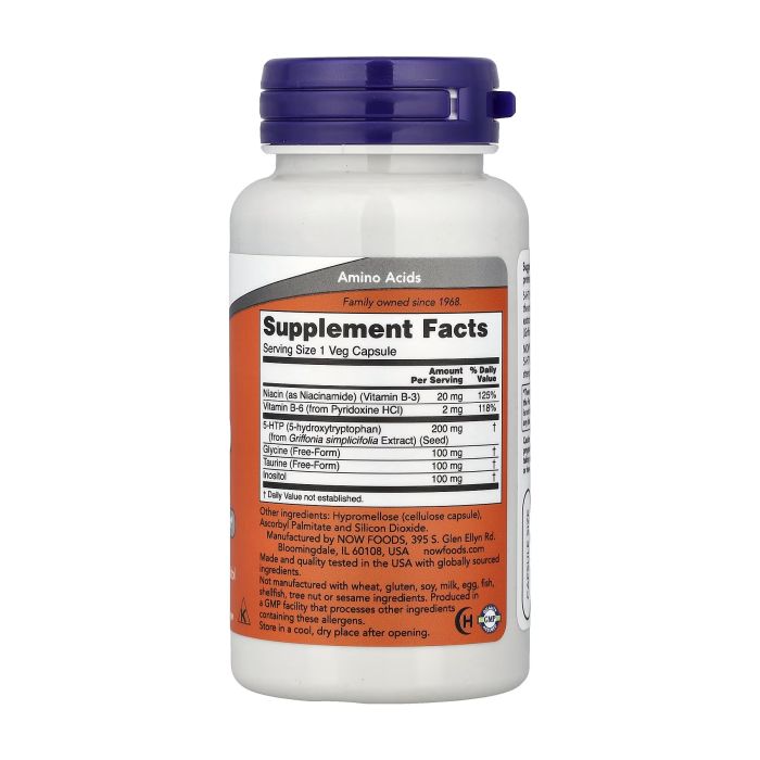 NOW Foods 5-HTP 200 mg 60 капсул - 5-гідрокситриптофан з гріффонії