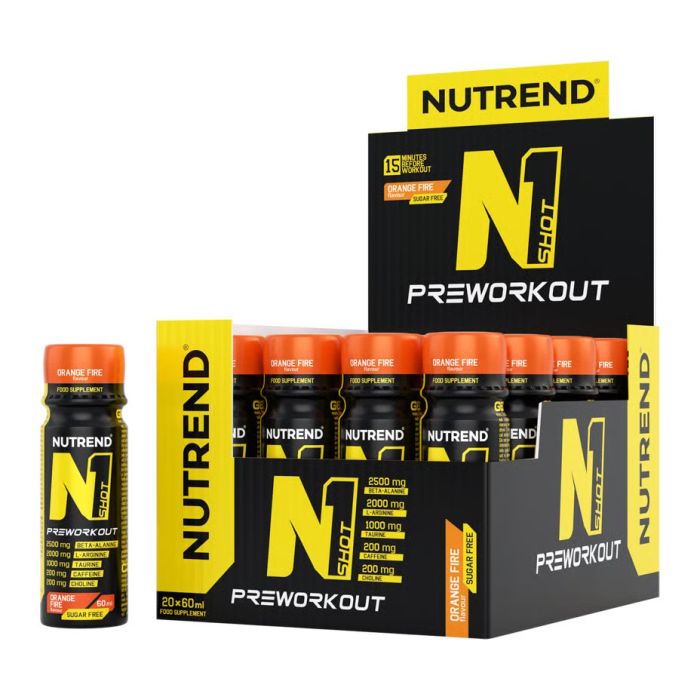 Nutrend N1 shot 20 x 60 мл Orange — предтренировочный шот со вкусом апельсина
