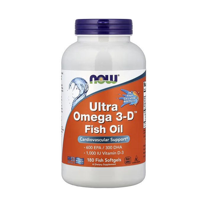 NOW Foods Ultra Omega 3-D Fish Oil 180 капсул - омега-3 с витамином D3 для сердца и сосудов