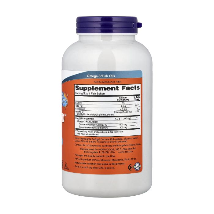 NOW Foods Ultra Omega 3-D Fish Oil 180 капсул - омега-3 с витамином D3 для сердца и сосудов