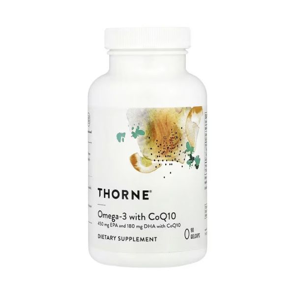 Thorne Omega-3 with CoQ10 90 гелевих капсул — риб'ячий жир з коензимом Q10