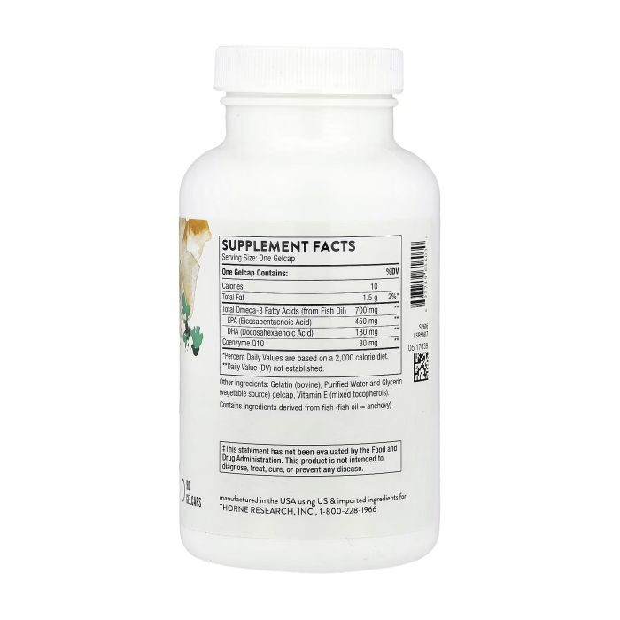 Thorne Omega-3 with CoQ10 90 гелевих капсул — риб'ячий жир з коензимом Q10