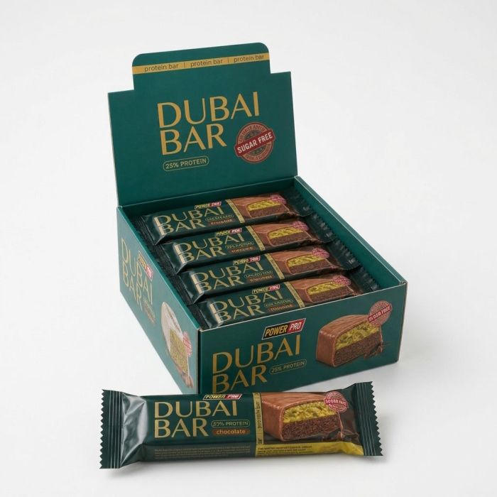 Power Pro Dubai Bar 25% Sugar free 10х50 г — протеїнові батончики зі смаком шоколаду