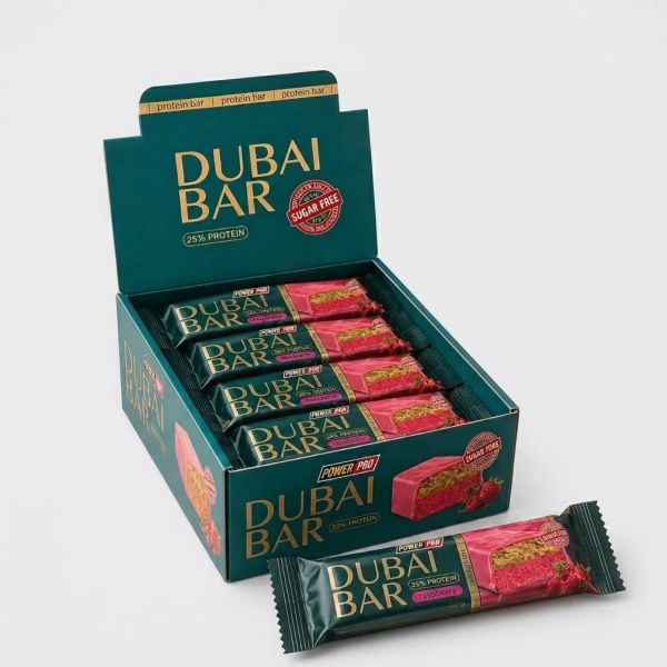 Power Pro Dubai Bar 25% Sugar free 10х50 г — протеиновые батончики со вкусом малины