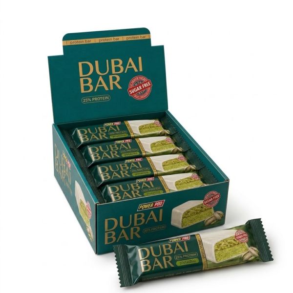 Power Pro Dubai Bar 25% Sugar free 10х50 г — протеиновые батончики со вкусом фисташки
