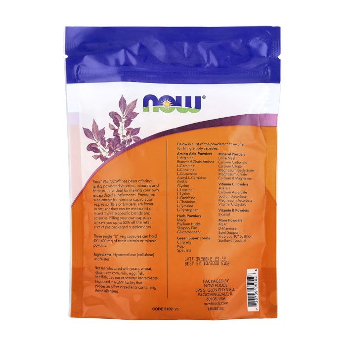 NOW Foods Single "0" Veg Capsules 300 шт. - порожні веганські капсули розміру 0 з гіпромелози