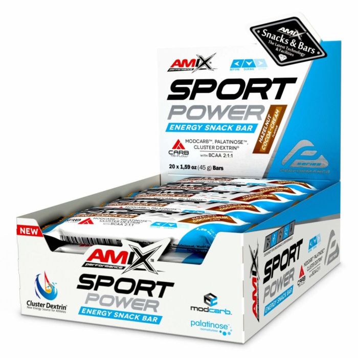 AMIX Performance Sport Power Energy Snack Bar 20 x 45 г Hazelnut Cocoa-Cream — углеводный батончик для тренировок