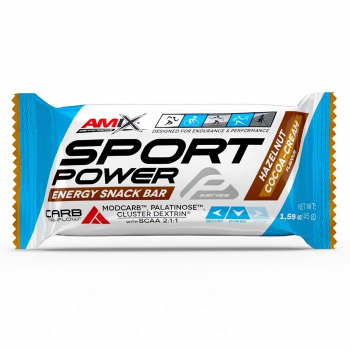 AMIX Performance Sport Power Energy Snack Bar 20 x 45 г Hazelnut Cocoa-Cream — углеводный батончик для тренировок