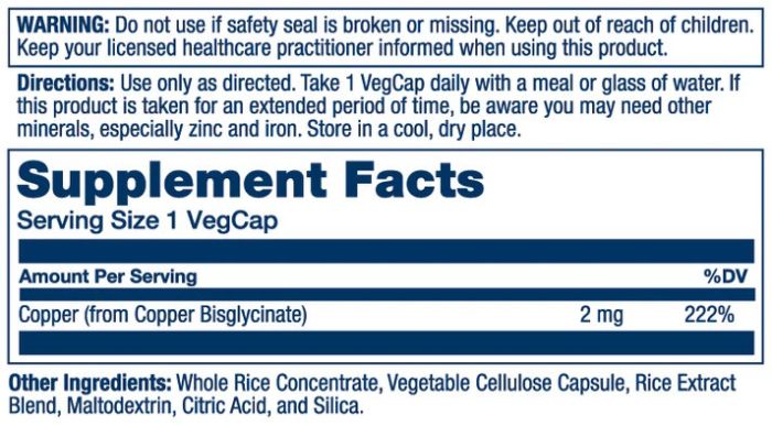 Solaray Copper 2 mg 100 капсул - медь в форме бисглицината
