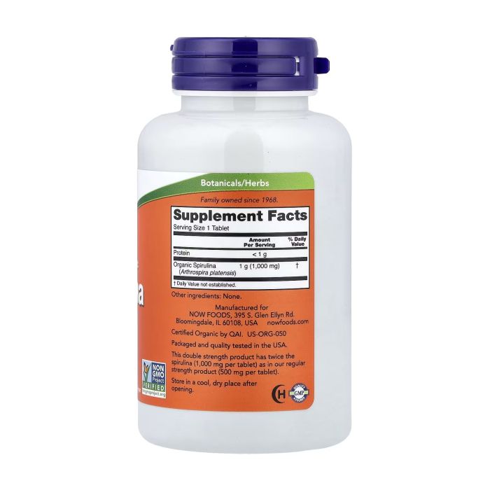 NOW Foods Certified Organic Spirulina 1000 mg 120 таблеток - спирулина для энергии