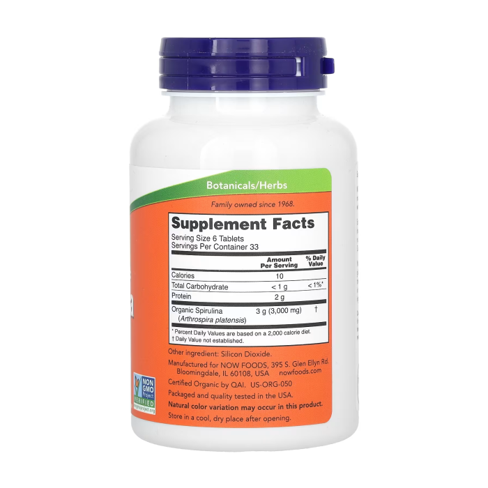 NOW Foods Organic Spirulina 500 mg 200 таблеток - органічна спіруліна