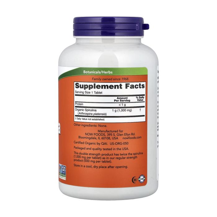 NOW Foods Certified Organic Spirulina 1000 mg 240 таблеток - спирулина для энергии