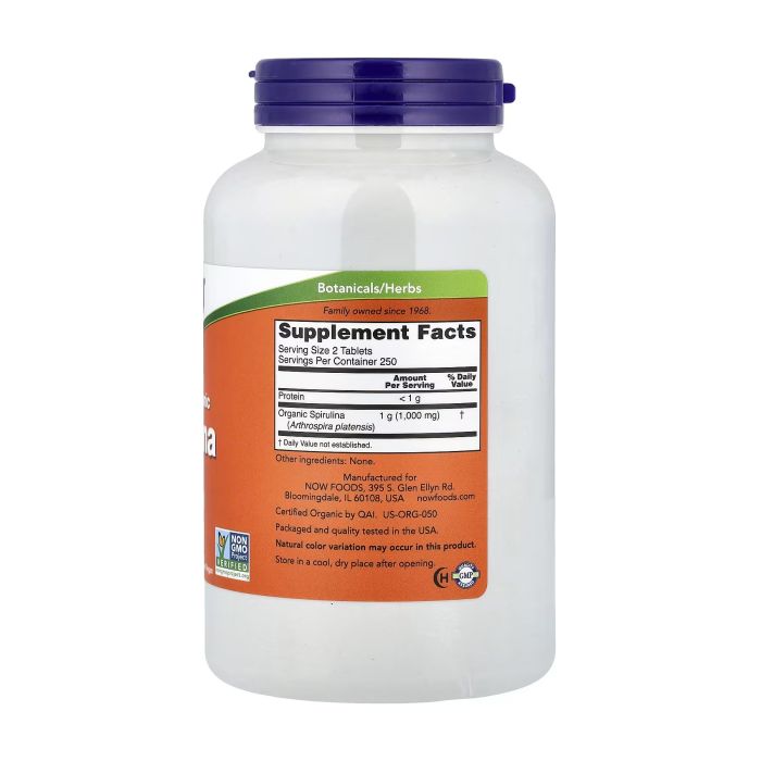 NOW Foods Organic Spirulina 500 mg 500 таблеток - органічна спіруліна
