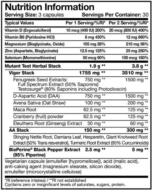 Mutant Test 90 vcaps, стимулятор тестостерона