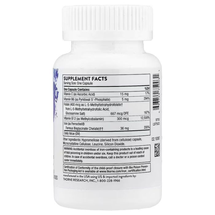Thorne Advanced Iron Complex (Ferrasorb) 60 Capsules залізо с коферментами