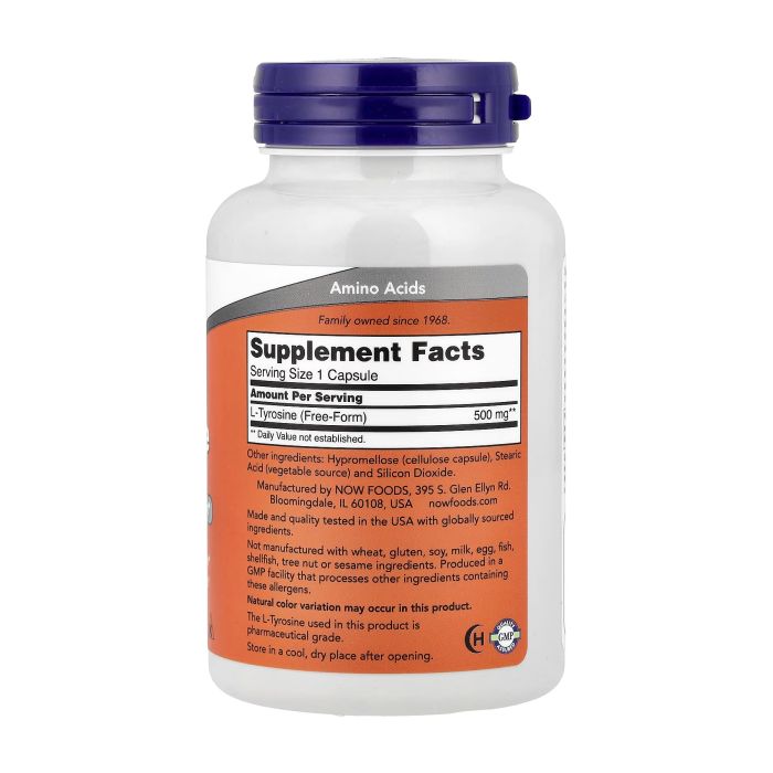 NOW Foods L-Tyrosine 500 mg 120 капсул - L-тирозин