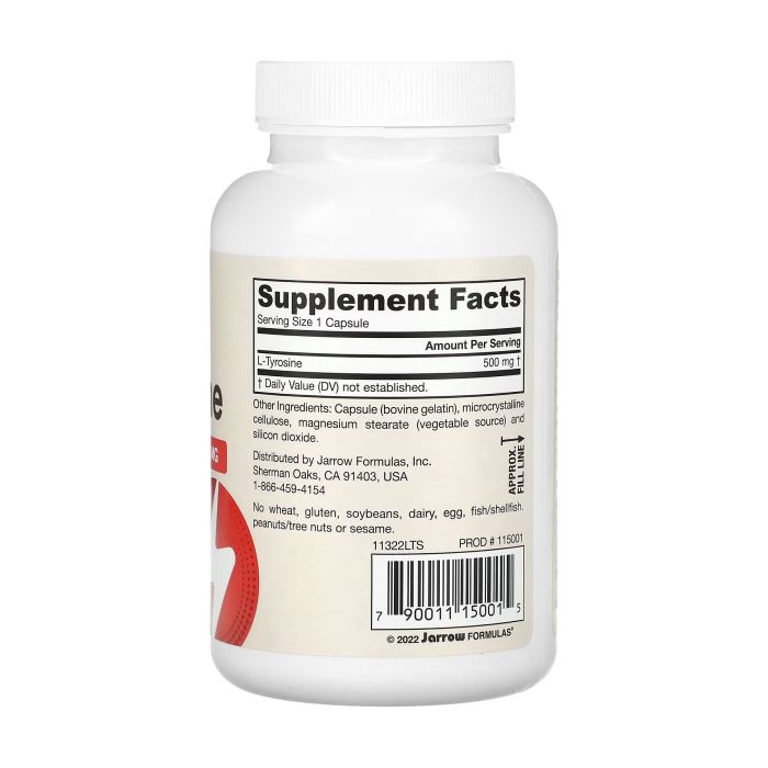 Jarrow Formulas L-Tyrosine 500 mg 100 капсул - амінокислота L-тирозин