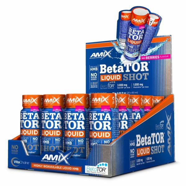 AMIX TM BetaTOR LIQUID SHOT 20 x 60 мл Berries — HMB в форме свободной кислоты, 3000 мг