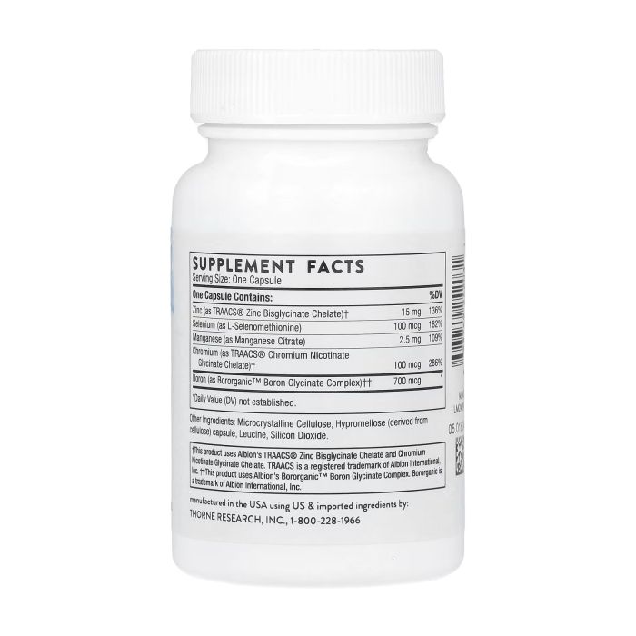 Thorne Trace Minerals 90 капсул — цинк, селен, марганець, хром і бор