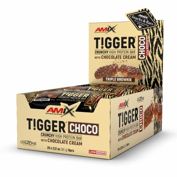AMIX TiggerZero Choco Protein Bar 20 x 60 г Triple Brownie — протеиновый батончик в шоколадной глазури