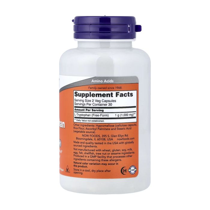 NOW Foods L-Tryptophan 500 mg 60 капсул - L-триптофан