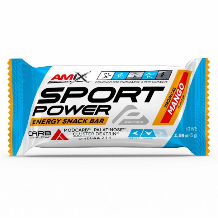 AMIX Performance Sport Power Energy Snack Bar 20 x 45 г Tropical Mango — углеводный батончик для тренировок