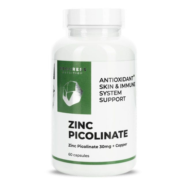 Progress Nutrition Zinc Picolinate 30 mg + Copper 60 капсул -  цинк піколінат з міддю для імунної системи