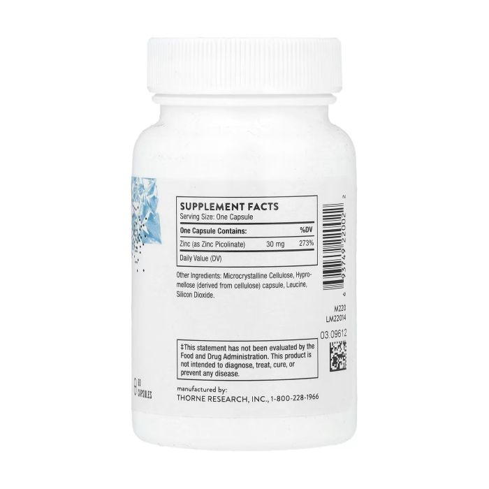 Thorne Zinc Picolinate 30 мг 60 капсул — пиколинат цинка