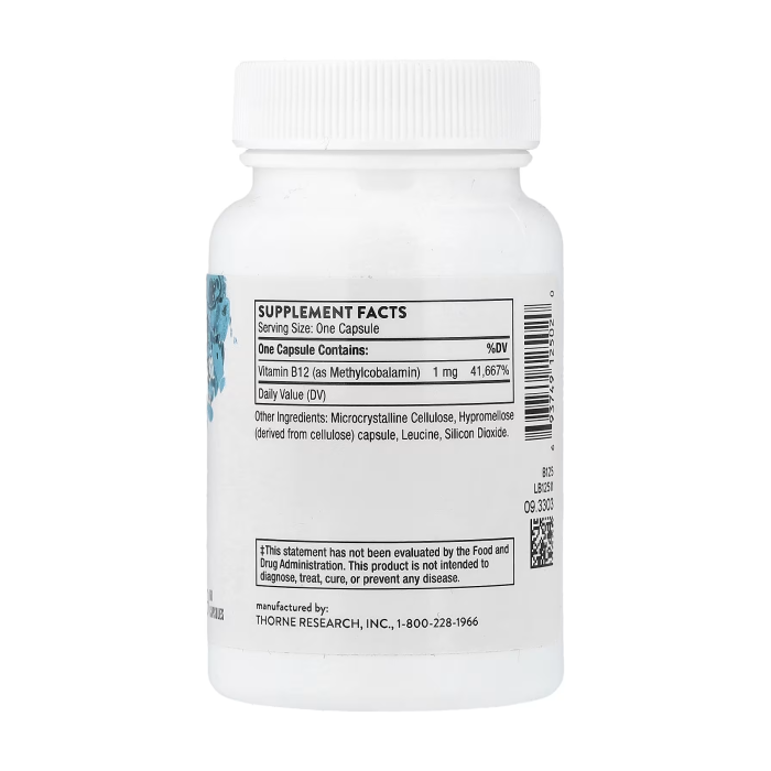 Thorne Vitamin B12 (метилкобаламин) 60 капсул — 1 мг B12 в порции