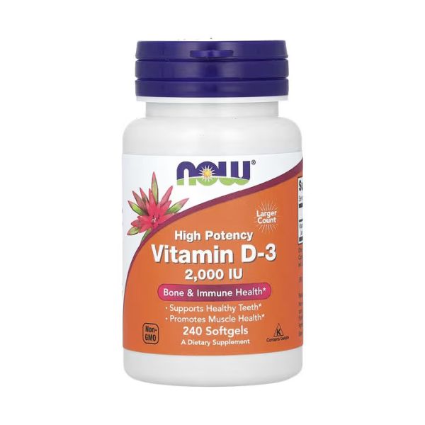 NOW Foods Vitamin D3 2000 IU 240 капсул - вітамін D3 холекальциферол