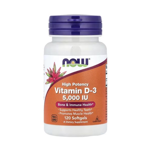 NOW Foods Vitamin D3 5000 IU 120 капсул - вітамін D3 холекальциферол