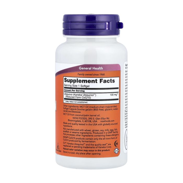 NOW Foods Ubiquinol 100 mg 60 капсул - коензим Q10 для енергії та серця