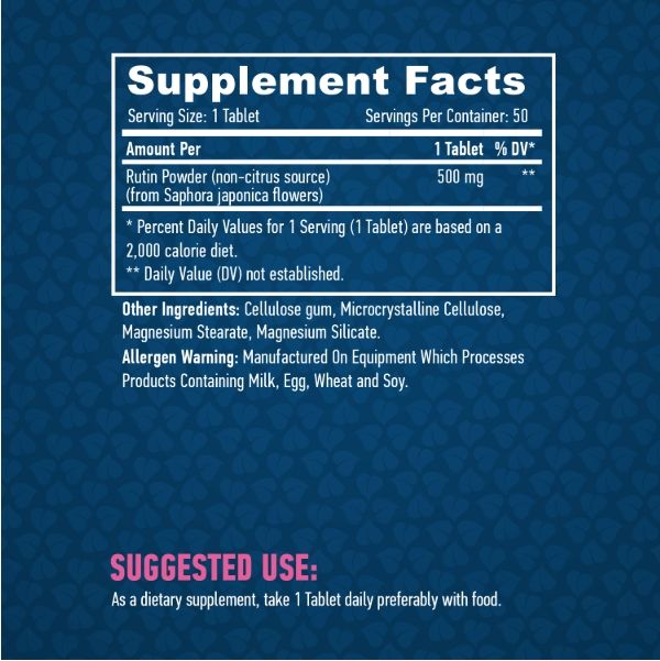 Haya Labs Rutin 500mg - 50 таб, рутин для здоровья сосудов и улучшения кровообращения